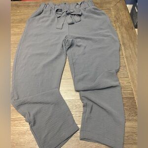 SO  Good for Life Elastic High Waist Tie Straight Gray Loose Fit Casual Pants XL